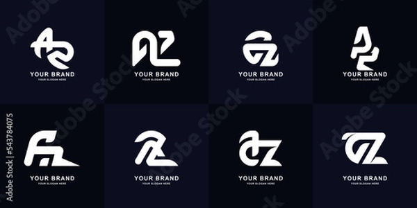 Obraz Collection letter AZ or A2 monogram logo design