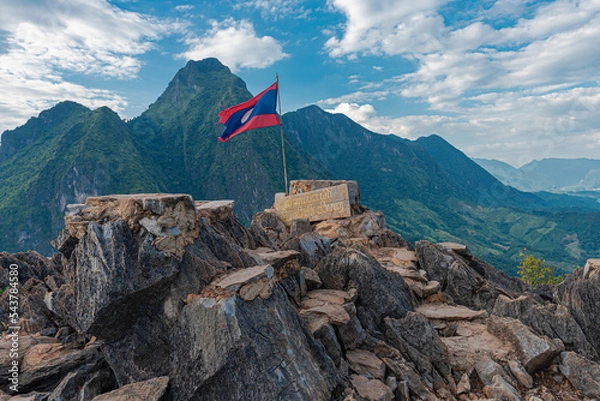 Fototapeta Viewpoint on top of mountain in Nong Khiaw, Laos