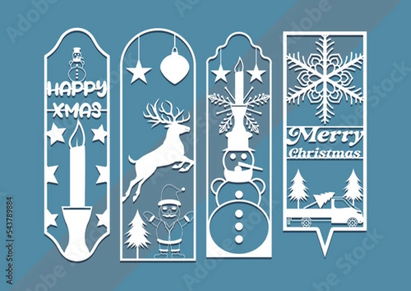 Obraz laser cut Die and decorative panel bookmark patterns. set of bookmark templates.