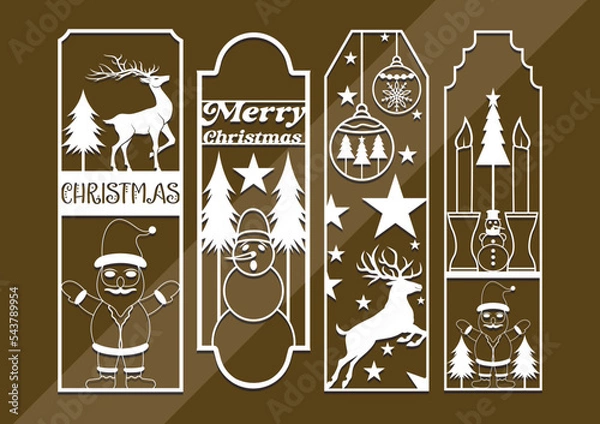 Obraz laser cut Die and decorative panel bookmark patterns. set of bookmark templates.