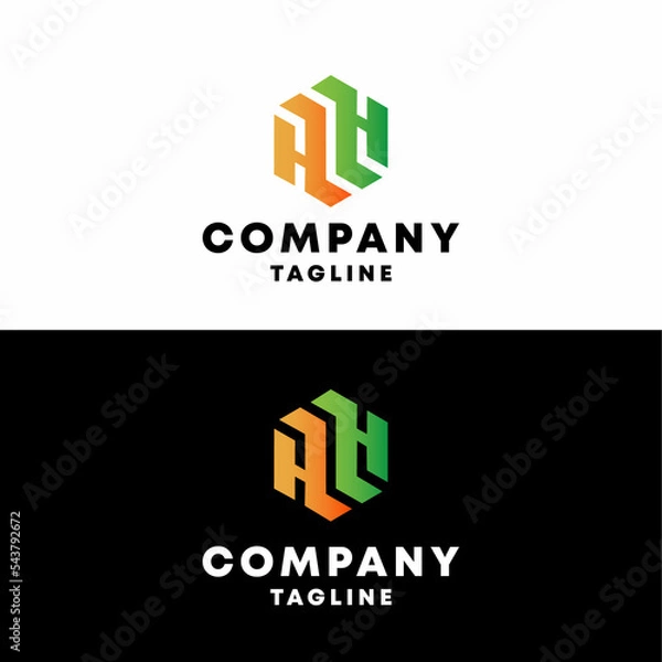 Obraz the letters HH . Minimalist design letter logo on black and white background