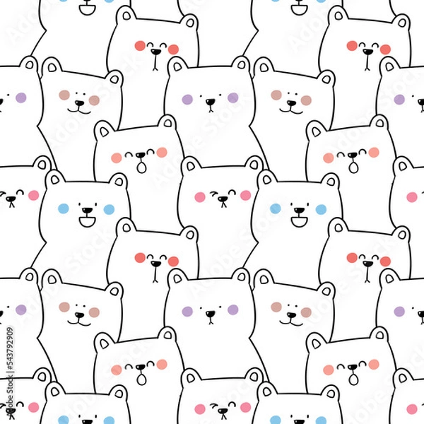 Obraz Seamless Pattern of Cartoon Bear Design