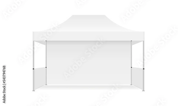 Fototapeta Outdoor Canopy Rectangular Tent Mockup, Front View, Isolated on White Background. Vector Illustration
