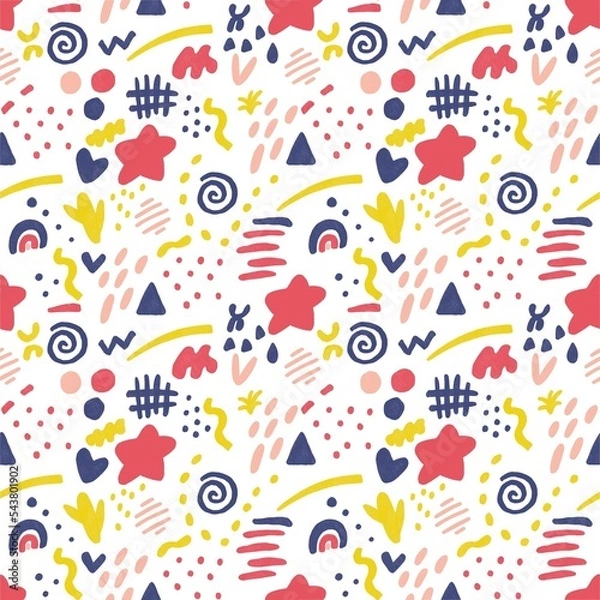 Obraz Cute seamless bright pattern with abstract symbols