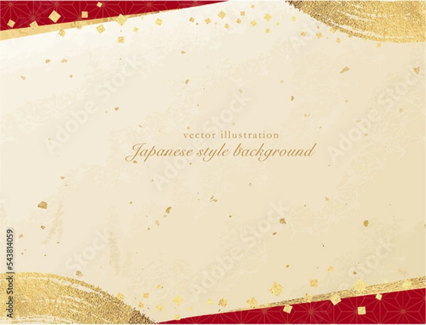 Obraz ゴールド和柄の麻模様の背景