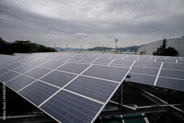 Obraz solar panels on a roof