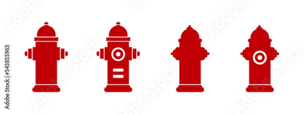 Fototapeta Red fire hydrant icon isolated. Hydrant in flat style for stock.