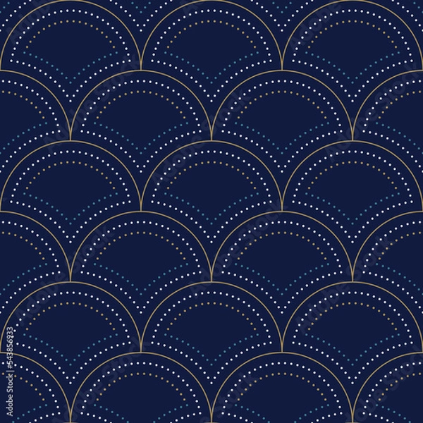 Obraz Art deco seamless pattern design on blue background