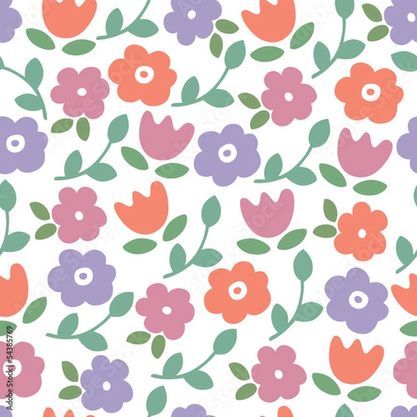 Obraz Seamless of flower background pattern , Vector illustration