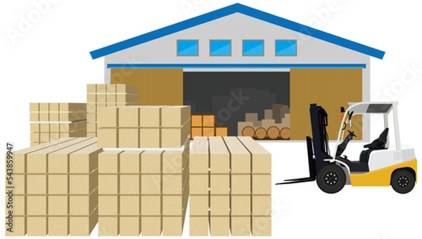 Obraz 製材所とフォークリフト