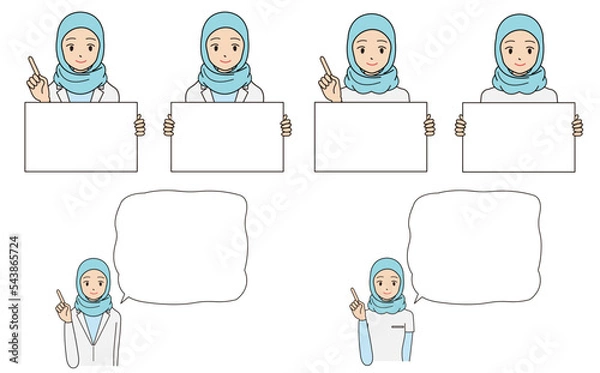 Obraz ヒジャブを付けた女性のイラスト