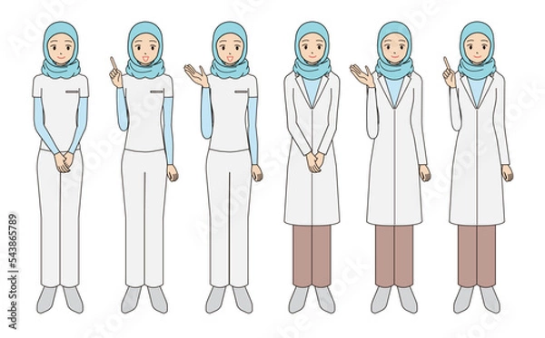 Obraz ヒジャブを付けた女性のイラスト