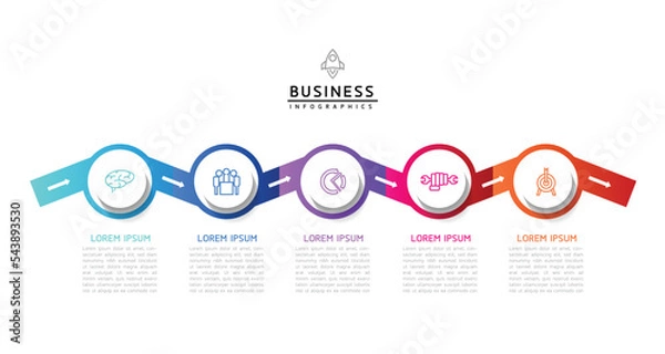 Fototapeta Circular Connection Steps business Infographic Template with 5 Element