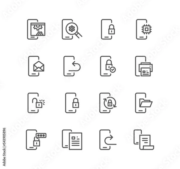 Obraz Set of mobile apps and technology icons, component, analytic and variety vectors.
