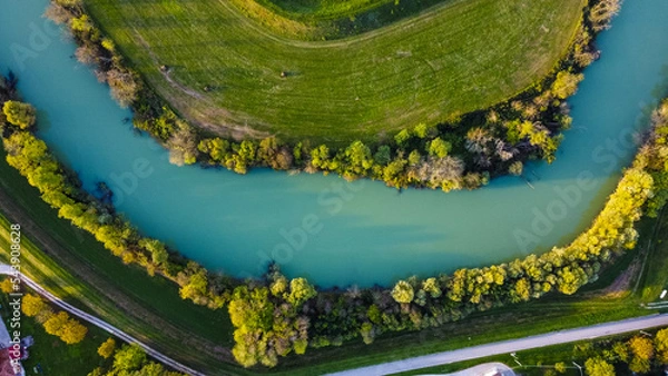 Obraz Aerial view of the Livenza river Italy