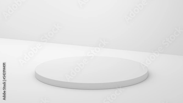 Fototapeta Empty podium or pedestal display on white background with box stand concept. Blank product shelf standing backdrop 3D rendering
