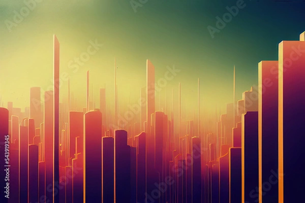 Fototapeta graph with rising sun. Modern digital illustration.