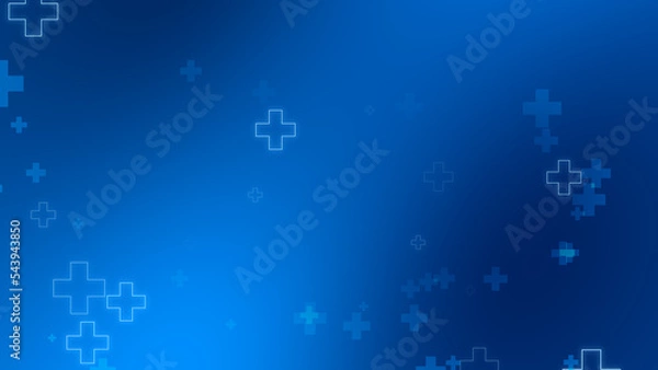 Obraz Abstract medical blue cross neon light shapes pattern background.