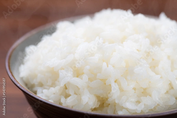 Fototapeta 炊きたてのお米のクローズアップ