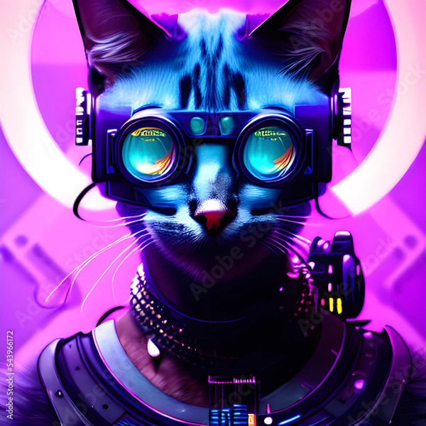 Fototapeta cyberpunk android cat