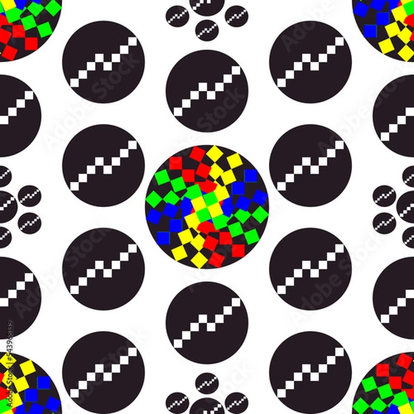 Obraz mix circle seamless pattern on white background