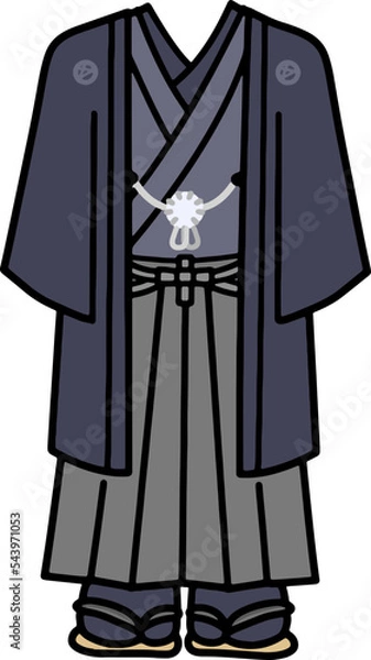 Obraz 男性正装用和服羽織袴のイラスト
