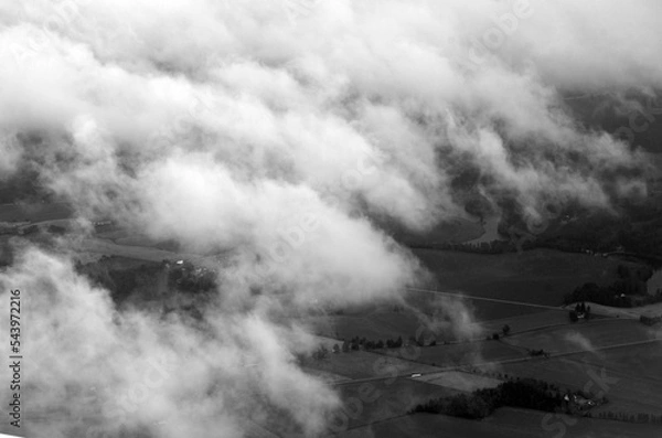 Fototapeta Suburbs of Oslo. View from the airliner 
