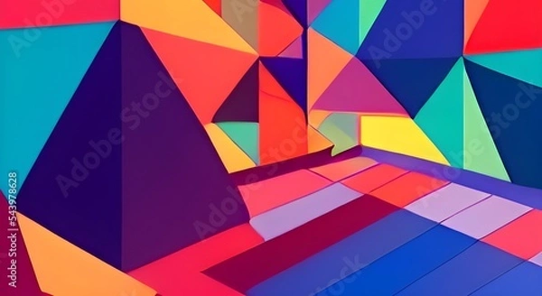 Fototapeta illustration of geometric and angled shapes, colorful abstract background with geometric elements,
