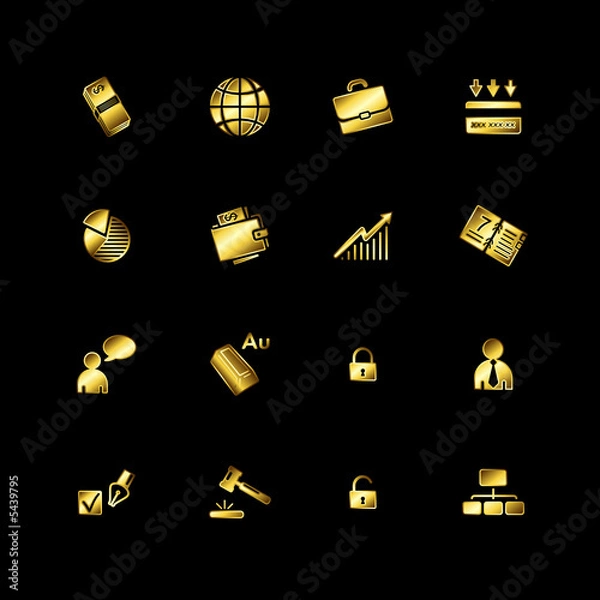 Obraz Gold business icons