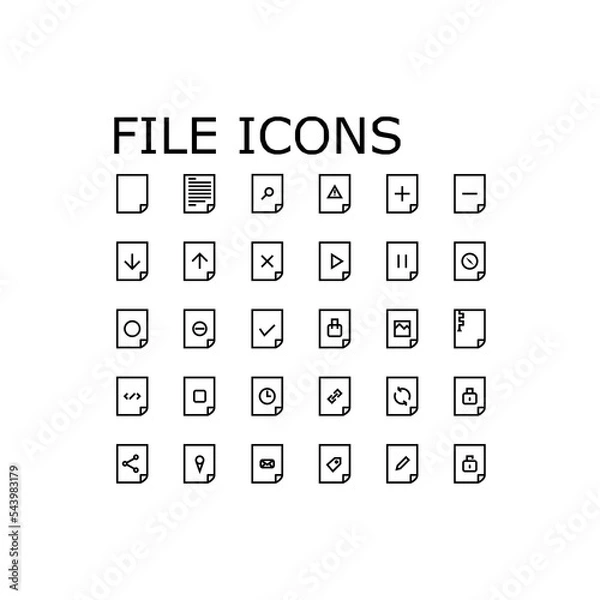 Obraz file icons with black white outline style