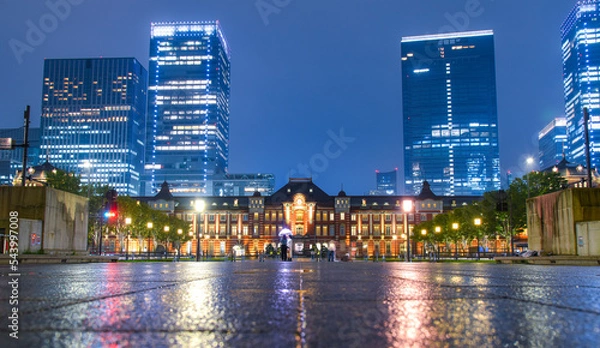 Obraz 東京駅の夜景　正面から