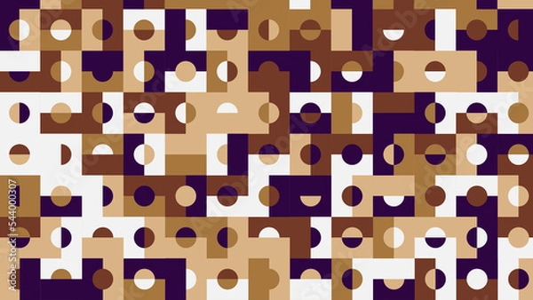 Fototapeta blue, white, brown and beige geometric pattern, wallpaper for fabric, tile and tablecloth