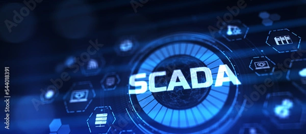 Fototapeta SCADA Supervisory control and data acquisition industrial process automation software system.