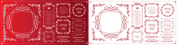 Fototapeta マスタクリスマスモチーフのフレームデザインセット。ゴージャスでエレガントなデザイン素材