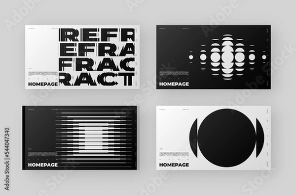 Obraz Abstract Homepage Design kit. Modern web page collection. Refraction and Distortion Glass Effect. Minimal vector illustration.