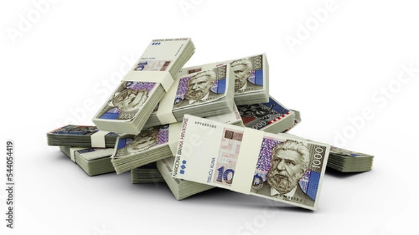 Obraz 3D Stack of Croatian kuna notes