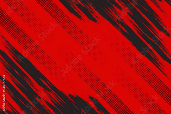Fototapeta Black and red abstract grunge texture with halftone background