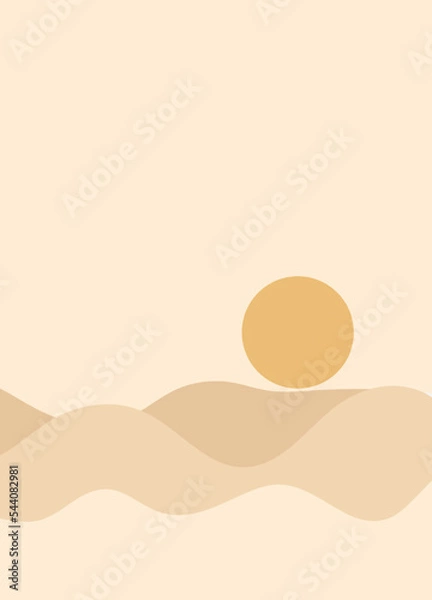 Fototapeta Postor in a modern minimalist style. Abstract coloful landscape poster collection.