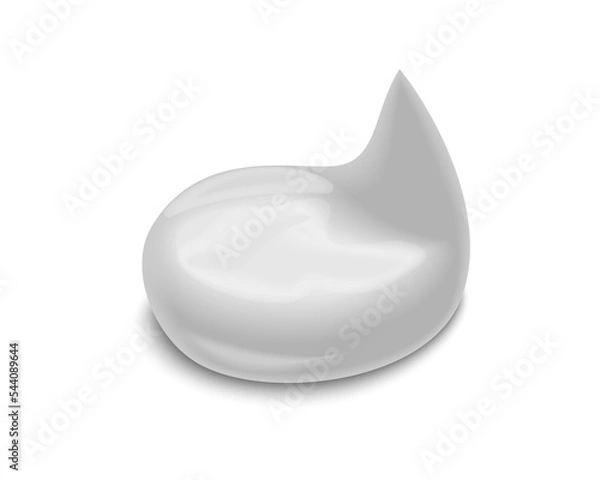 Fototapeta White cream drop. Cream isolated on white background. 3d rendering