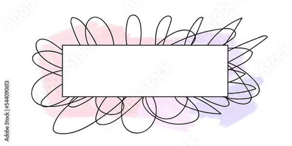 Obraz A frame for inserting text or images on a doodle doodle background and pink and purple paint spots. 
