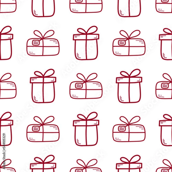Fototapeta Doodle Christmas and new year vector seamless pattern