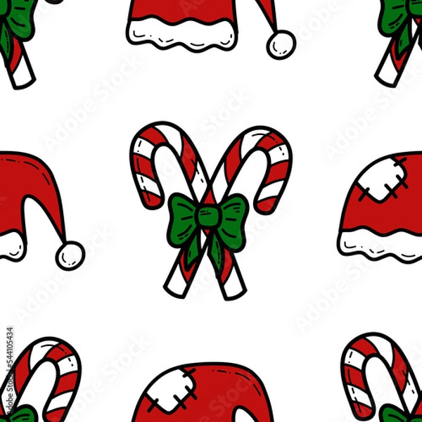 Obraz Doodle Christmas and new year vector seamless pattern