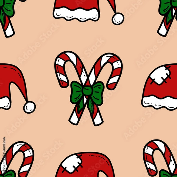 Obraz Doodle Christmas and new year vector seamless pattern