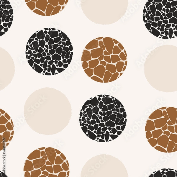 Fototapeta Animal print skin abstract vector hand-drawn seamles patterns with circles for textile design, paper, fabrics, digital, craft and ither design purposes
