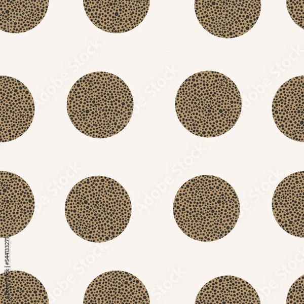 Fototapeta Animal print skin abstract vector hand-drawn seamles patterns with circles for textile design, paper, fabrics, digital, craft and ither design purposes
