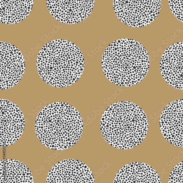 Fototapeta Animal print skin abstract vector hand-drawn seamles patterns with circles for textile design, paper, fabrics, digital, craft and ither design purposes
