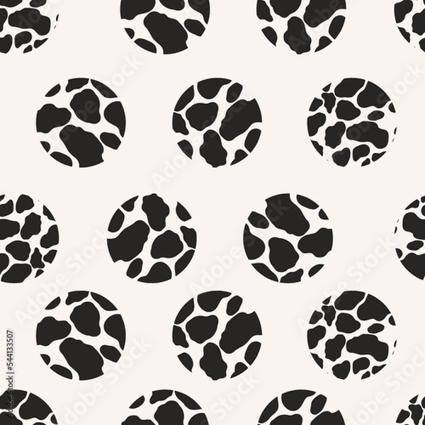 Fototapeta Animal print skin abstract vector hand-drawn seamles patterns with circles for textile design, paper, fabrics, digital, craft and ither design purposes
