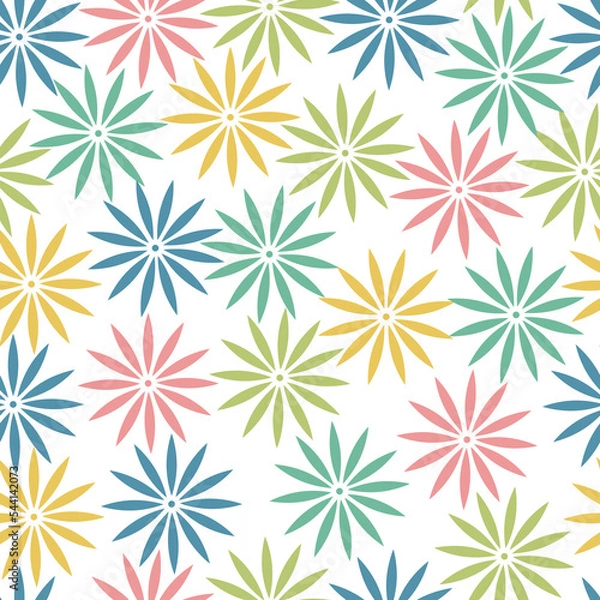 Obraz Bright abstract flowers seamless vector pattern