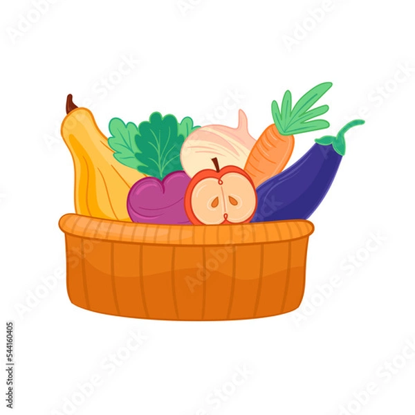 Obraz Vector illustration basket with autumn vegetables