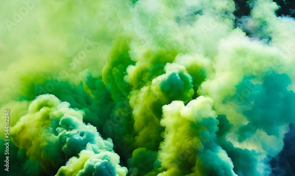 Obraz Thick billowing green smoke. Can be used for toxic, pollution., magic. 